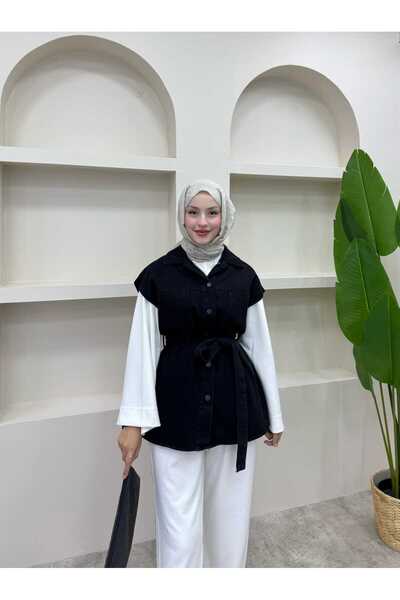 lurex moda Double Pocket Denim Vest