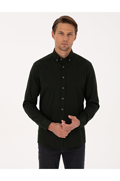 Pierre Cardin Koyu Haki Regular Fit Uzun Kollu Gömlek 50311308-VR111