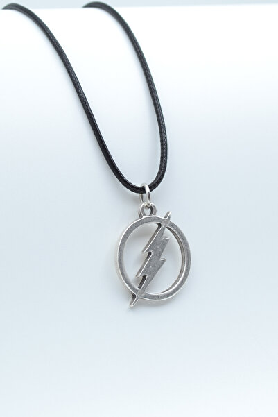 ıdr Şimşek - The Flash Gümüş Kaplama Deri İp Kolye