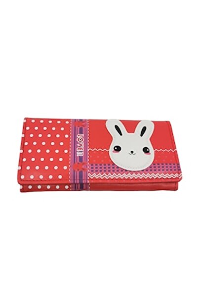 Doty RedBunny wallet, multiple compartments, leather, snap closure, 18x10 cm, red