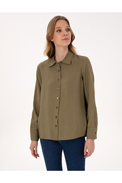 Pierre Cardin Haki Comfort Fit Uzun Kollu Gömlek 50318219-VR027