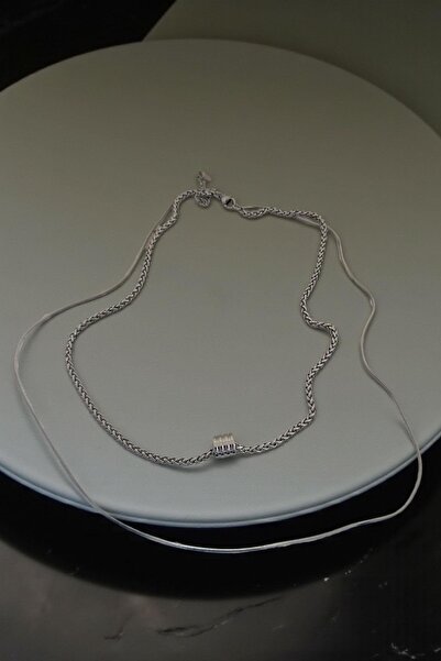 TAKIŞTIR Silver Color Men's Double Chain Steel Necklace