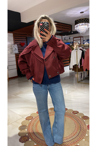 özlem adaşoğlu boutique BORDO GABARDİN CEKET