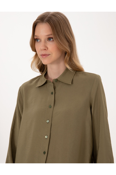 Pierre Cardin Haki Comfort Fit Uzun Kollu Gömlek 50318219-VR027