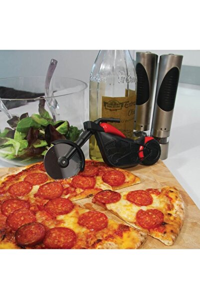 Flippy Creative Flippy Pizza Knife, Motorcycle Shape, With Knife Holder, 21.5 x 9.5 cm, Black