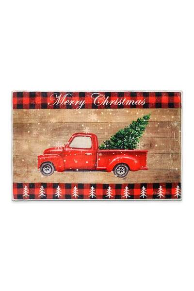 Aden Yılbaşı Kapı Paspası Kaymaz Dokuma Taban | Christmas Desenli Kapı Önü Paspası | BER0459