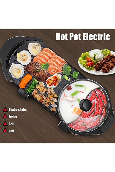 EXRP Hot Pot with Grill - Electric 2-in-1 Shabu Shabu & Korean BBQ, 2200W, Removable Hotpot