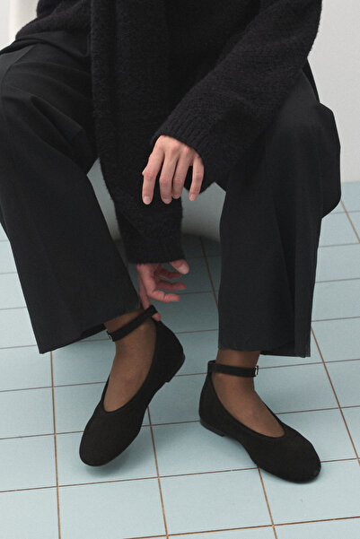 Jolamier Tokalı Süet Babet Siyah