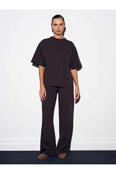 Dilvin 71925 Beli Lastikli Bol Pantolon-Koyu Kahve