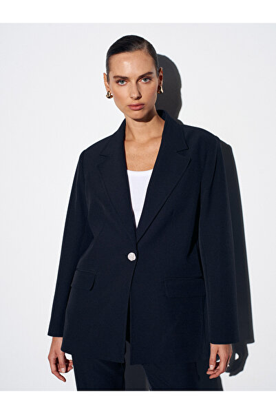 Dilvin 60776 Metal Button Blazer-Black
