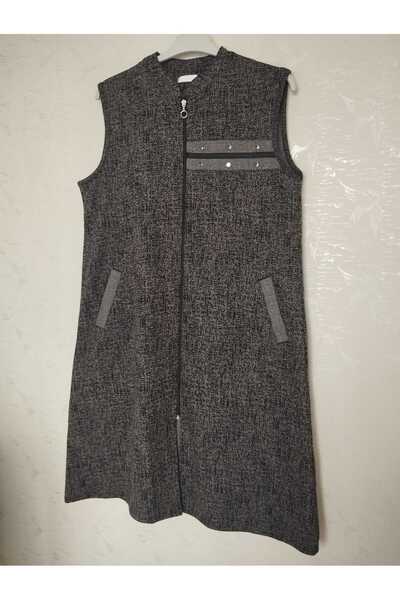 anne moda ankara Сезонна, с изправена яка, свободна кройка, цип, стилна, памучна жилетка