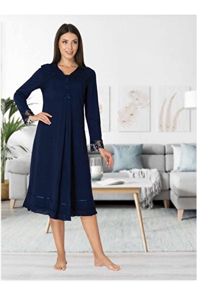 Lohusa Homewear Cămașă de noapte pentru gravide, albastru marin, cu design sp...