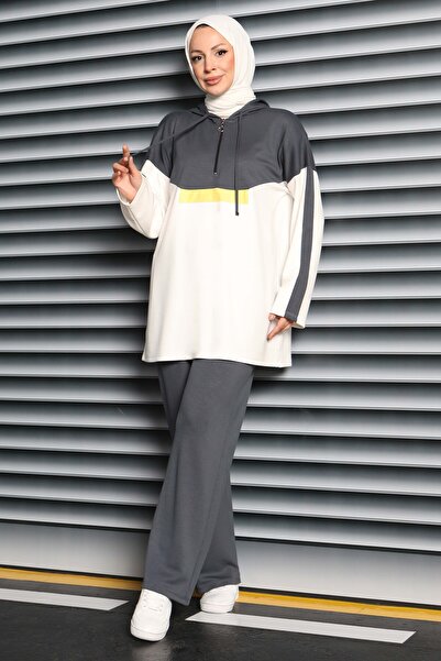 TOFİSA Set dublu cu secțiuni modal cu fermoar afumat - 27862-FUME