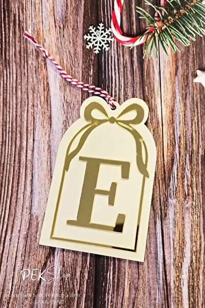 PEKSHOP Ornament pentru brad de Crăciun cu model de fereastră cu inițiale și ...