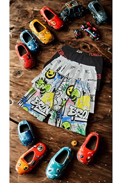 minecidem Erkek Çocuk Penye Baskılı Boxer Şort 3 Lü Set