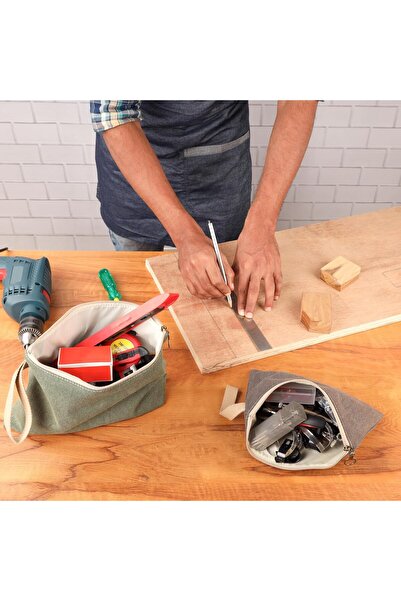 Belle Vous Set of 3 organization bags,zipper, various sizes, for travel, makeup, supplies, Polyester, Green