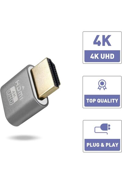 EXCEFORE 4K HDMI Dummy Plug Virtual Monitor Display Emulator Adapter (3-Pack)