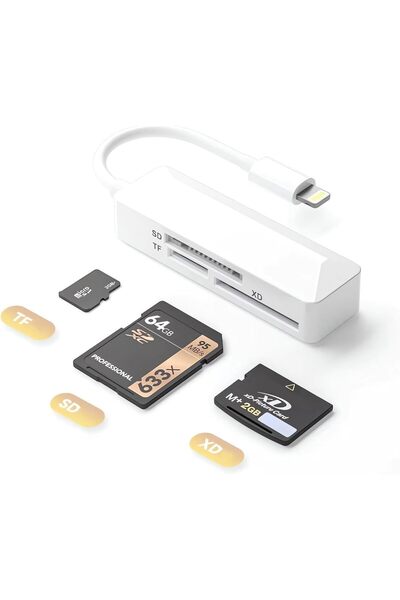 Other محول قارئ بطاقات Lightning SD لأجهزة iPhone - يدعم SD/TF/XD عالي السرعة