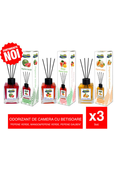 PureLife Set odorizante de cameră MERT – 3 x 120 ml Noua Colecție Mango
