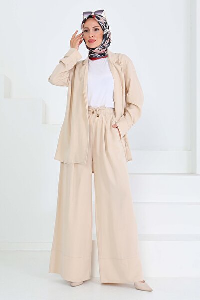 TOFİSA Set jachetă și pantaloni cremă - 27548-KREM