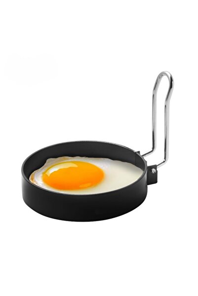 Flippy Σετ 4 στρογγυλών καλουπιών αυγών Flippy, κατασκευασμένα από ατσάλι, με αντικολλητική επίστρωση, διάμετρος 7,5 cm, μαύρα