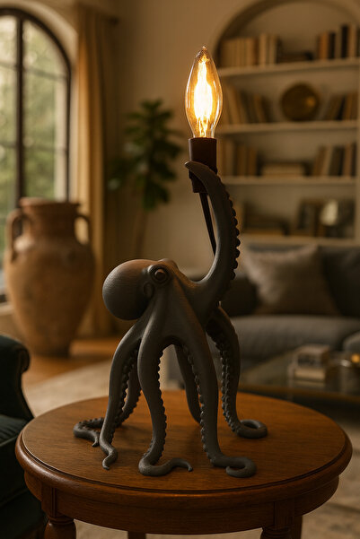 3dlab Modern Ahtapot Tasarımlı Masa Lambası - Dekoratif Gece Lambası, Modern Deniz Temalı Led Masa Işığı