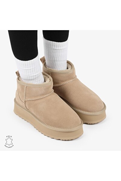 ANGEL BLUE WOMEN'S BOOTS made of GENUINE SUEDE LEATHER CRL12671 Beige