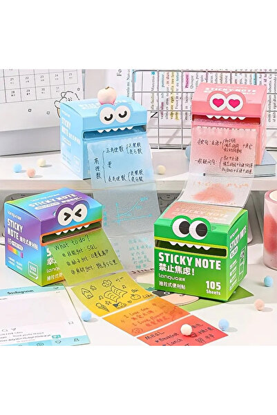 ATLAS KIRTASİYE Renkli Canavar Kutulu Sticky Note – 105 Yaprak Şeffaf Yapışkan Not Kağıdı LG-43355
