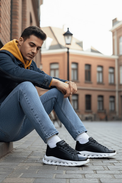 Zerenyus Zrc2533 Premium Custom Sole Men's Black Sneaker