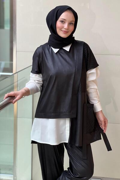 Nurcan Çetin Vest Shirt Pants 3-Piece Set