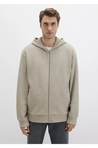 Mavi Hooded Zippered Beige Sweatshirt Loose Fit / Loose Comfortable Cut 0S10520-70154