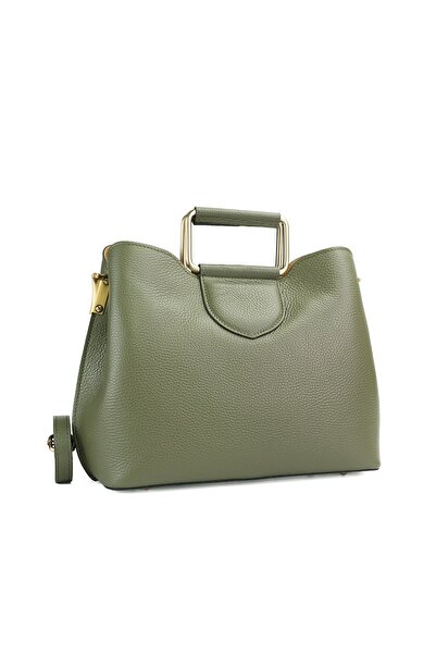 Posete Fagaras Poseta Piele Lora - Kaki, 3 Compartimente, Bareta Reglabila 12...