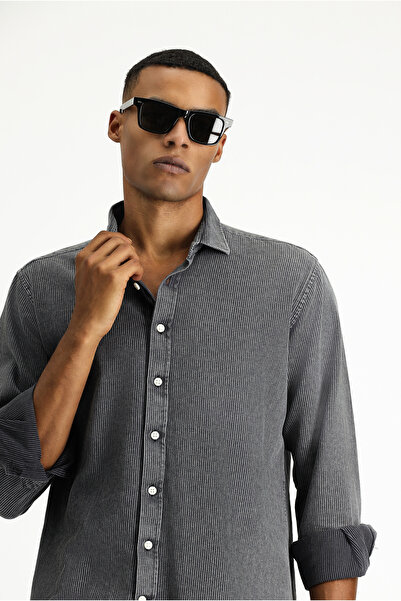 Kiğılı Cămașă din bumbac cu dungi cu mânecă lungă