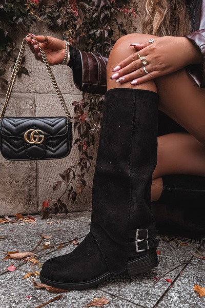 BOTO Cizme calduroase pentru femei cu clipsuri negre Umbria 40