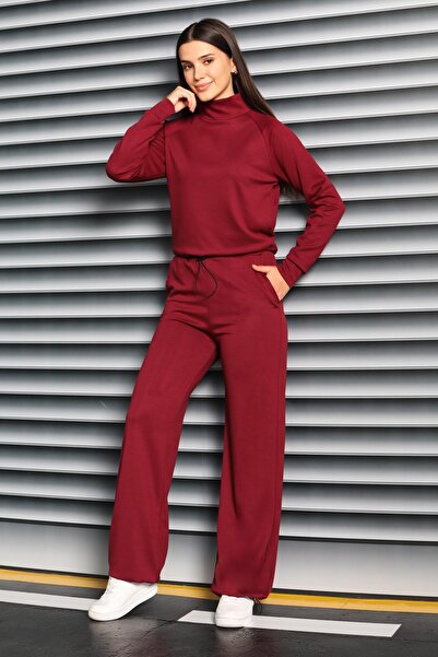 TOFİSA Ελαστική μέση με λεπτομέρεια Modal Double Set Claret Red - 27876-BORDO