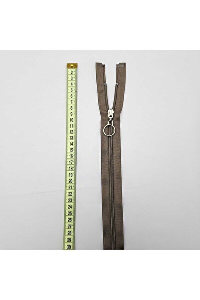 Kaf Kumaş Yuvarlak Halka Fermuar | Mont-Çanta Fermuarı Uzunluk: 47 cm Vizon