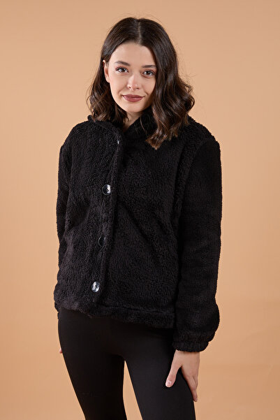 TOFİSA Plush Jacket Black - 27822-Black