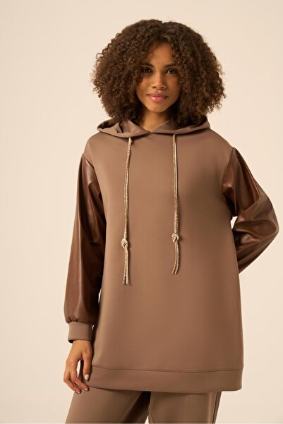 FTZ WOMEN Women's Leather Detailed Suit Light Brown 31245