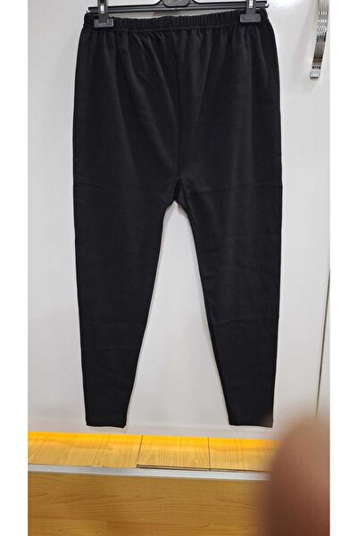 NUR TEKSTİL kadın siyah anne etek altı kulanılan içi şardonlu peyikli penye battal tayt