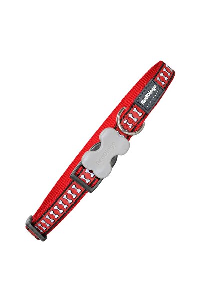 RedDingo Zgardă pentru câini Red Dingo Reflective Bones Roșie (2,5 x 41-63 cm)