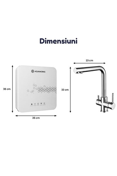 MACVI ® Ultrafiltration Water Filter, 5 Stages + Alkalinization, 3-Way Faucet, 360° Swivel.