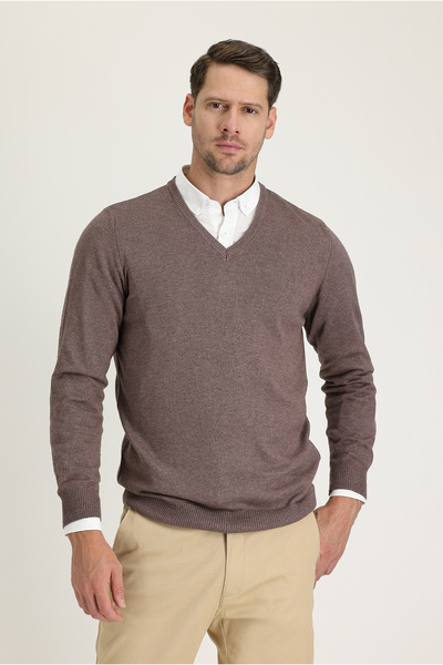 Kiğılı V Yaka Трикотажен казак с редовна кройка