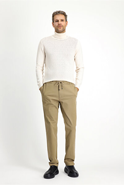 Kiğılı Slim Fit Dar Kesim Likralı Beli Lastikli İpli Pantolon