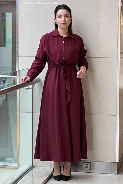 FUAT GÜRSEN فستان فوات غورشن نصف مغلق عند الخصر مع رباط