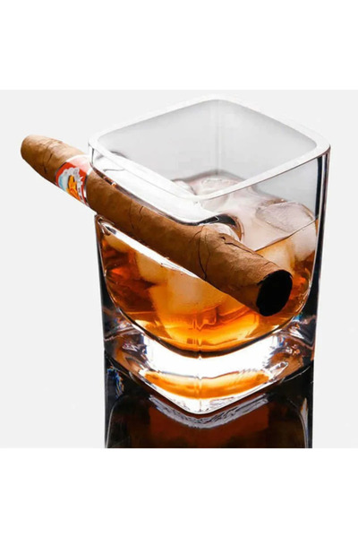 OEM Glass with cigar holder for whisky, glass, 260 ml, 10 x 7 cm