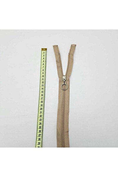 Kaf Kumaş Yuvarlak Halka Fermuar | Mont-Çanta Fermuarı Uzunluk: 47 cm Koyu Bej