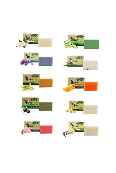 OlivePlus Set de 10 săpunuri cu ulei de măsline, 10 x 100g