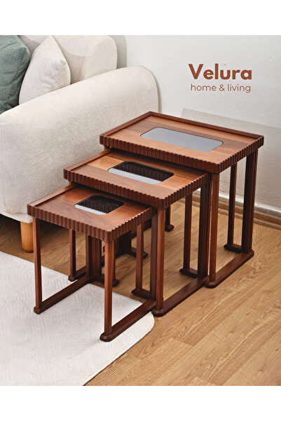 Velura Home & Living Kaptan Ceviz Zigon Sehpa