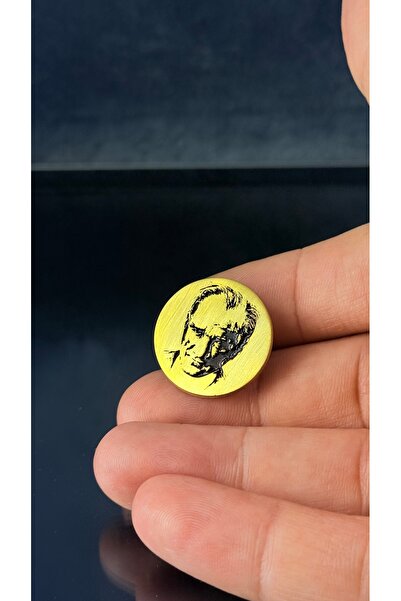 Kuyumcudan Atatürk Rozet 925 Ayar Gümüş 24 Ayar Altın kaplama