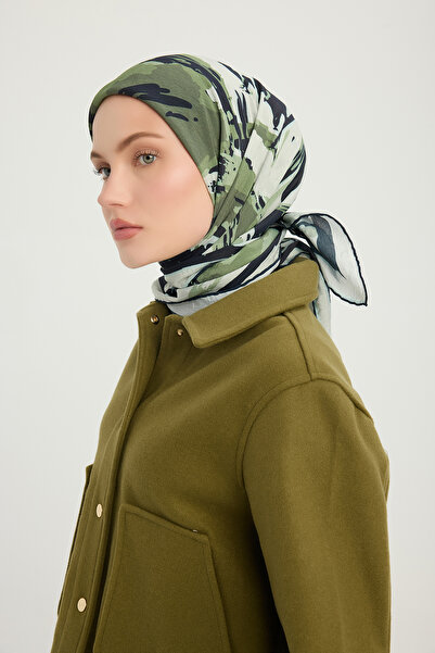 ipekistanbul Vierra Patterned Scarf - Özgür Brushes - Khaki Green